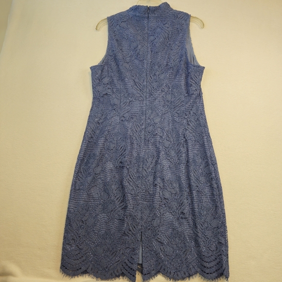 Vince Camuto Elegant Blue Lace Lined Sleeveless Dress Size 16 - Picture 8 of 11